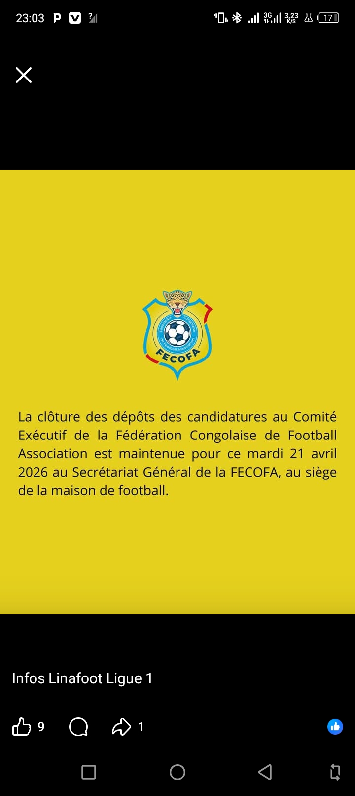 FECOFA : DERNIER JOUR POUR LE DÉPÔT DES CANDIDATURES À LA PRÉSIDENCE .